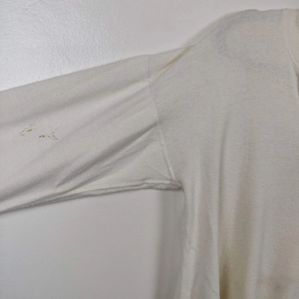 Vintage 80s Banana Republic Henley Top‎ Mens XL Cream Safari Logo Distressed